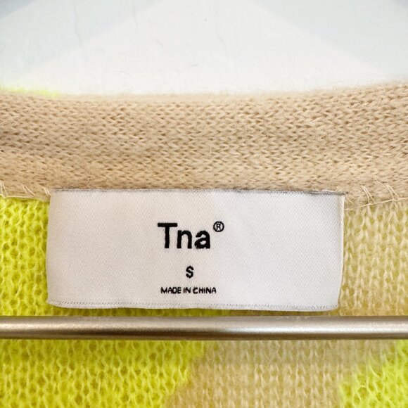 TNA Mohair Blend Utica Button Up Animal Print Cardigan Sweater Top Winter Small - Picture 5 of 11